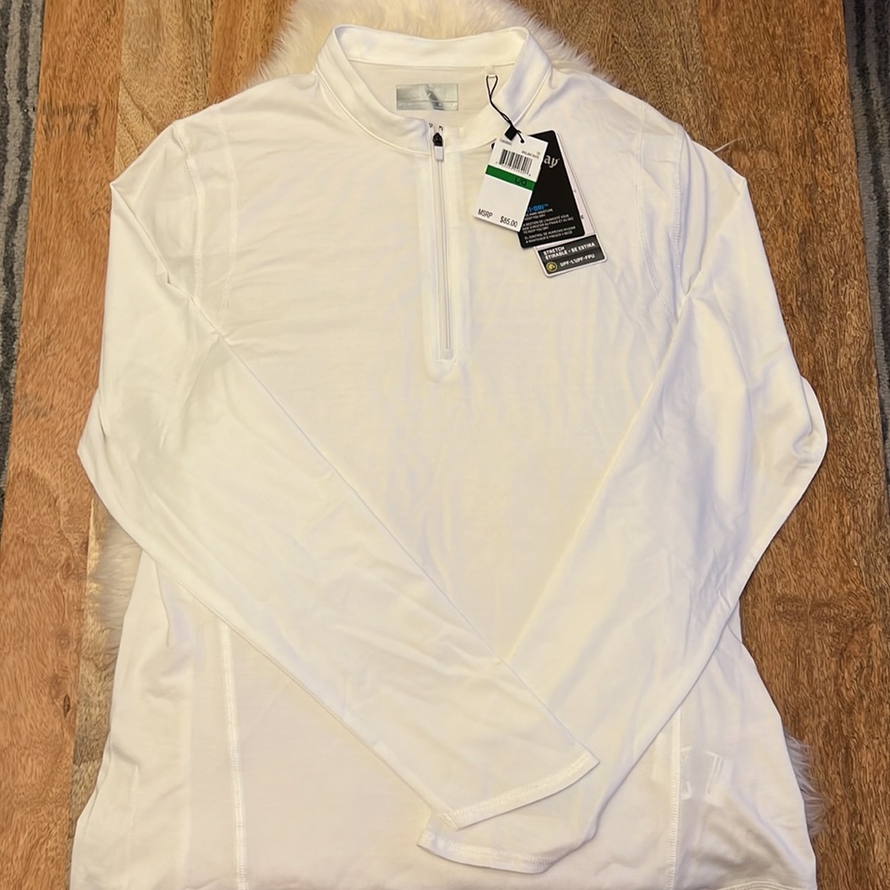 Callaway Women’s Golf Polo Long Sleeve Shirt UPF 50 White